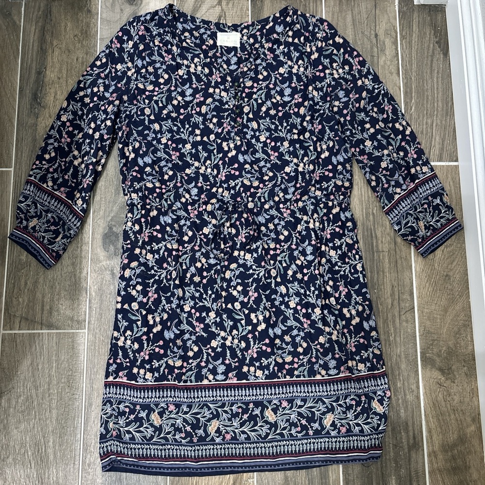 Caslon navy blue floral print dress